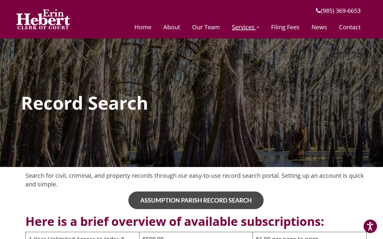 Assumption Parish criminal court case record search entry