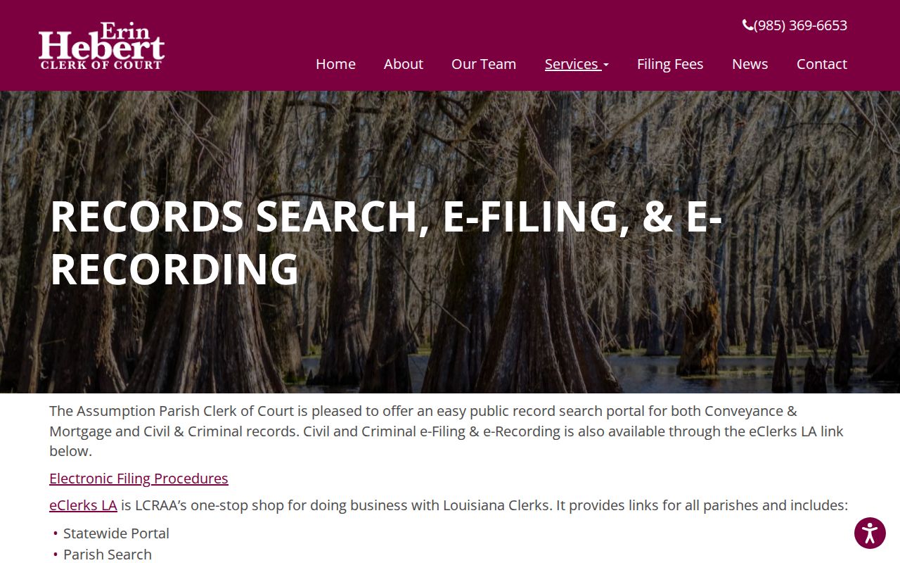 Assumption Parish criminal court cases through LCRAA and eClerks LA