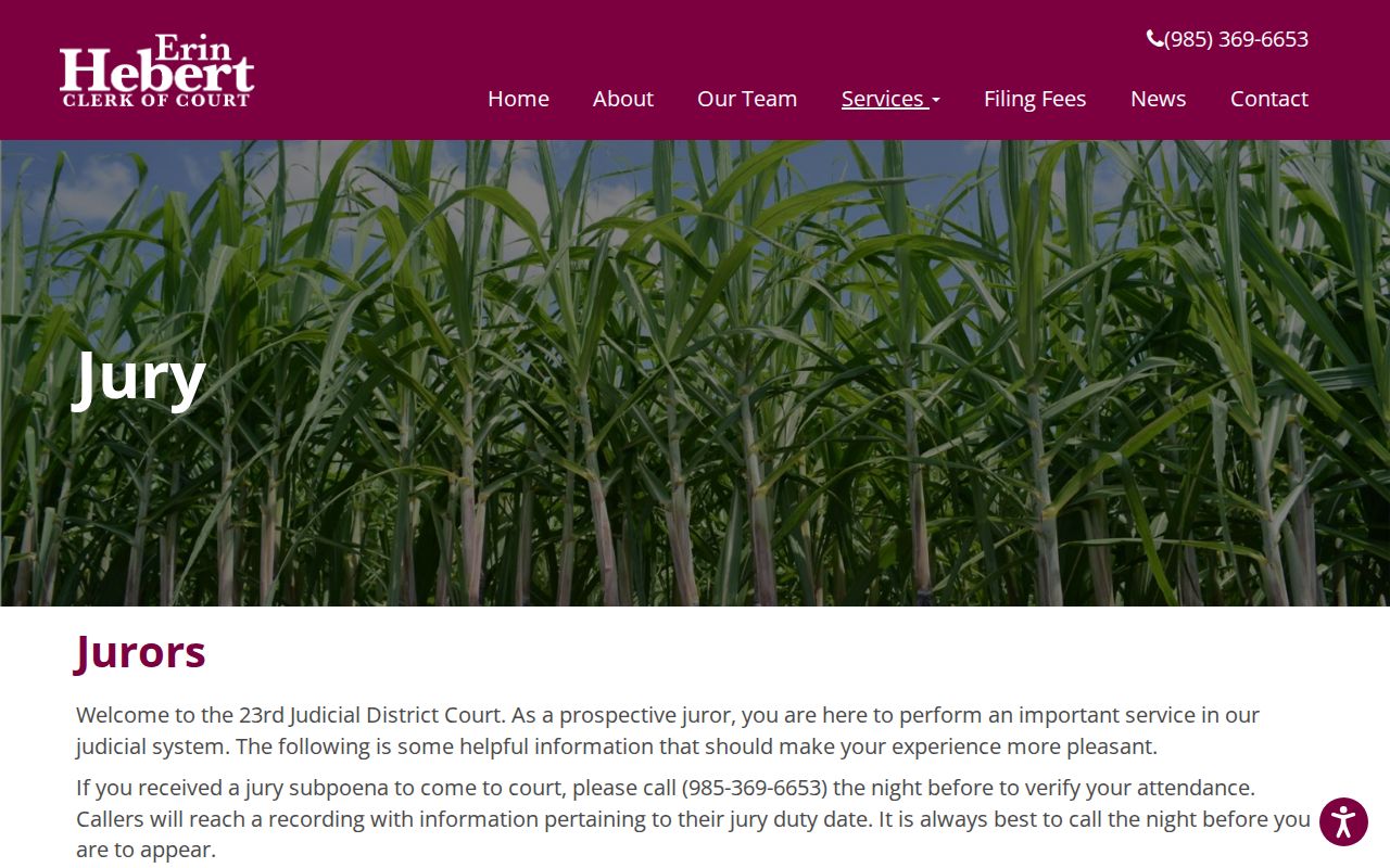 Assumption Parish criminal court case jury information